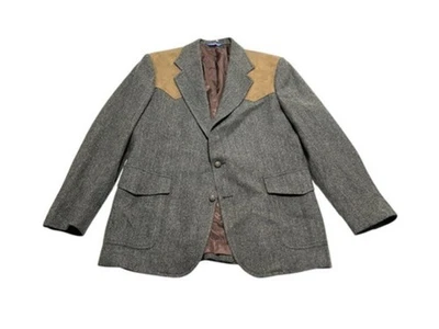 Pendleton Hombre Marrón Tweed Lana Virgen Western Abrigo Deportivo Blazer Chaqueta 44 LARGO Foto 1 de 4