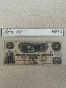 SASA 1800s Adrian Michigan Insurance Company $2 Legacy Au50ppq - Picture 1 of 2