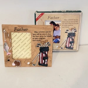 Marco de fotos vintage de resina de poliestireno 3D padre y cita golf pesca deporte - Imagen 1 de 7