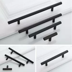 Kitchen handle black cabinet drawer 304 Stainless steel cupboard rail T bar pull - Picture 1 of 18