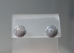 David Yurman 925 Silver 585 Gold Pave'  Diamond Petite CERISE Earrings DY Pouch