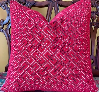 Funda de almohada Sahco GRID roja geométrica Epingle con espalda de terciopelo Donghia todas las tallas Foto 1 de 4