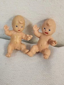 Vintage Dollhouse Miniature Rubber Baby Doll Blue Eyes 1.25” West Germany - Picture 1 of 6