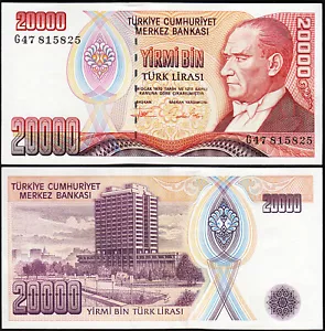 Turkey 20000 Lira 1970 - 1995, UNC-, P-202, Prefix G - Picture 1 of 1