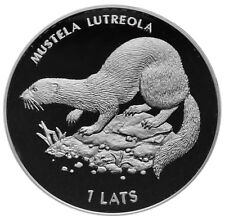 LATVIA 1 Lats 1999 Silver PF 'European MINK' Free Shipping