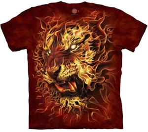 Fire Tigers Exotic Tiger King Vintage Mountain Animal Red T-Shirt Adult M - Picture 1 of 3