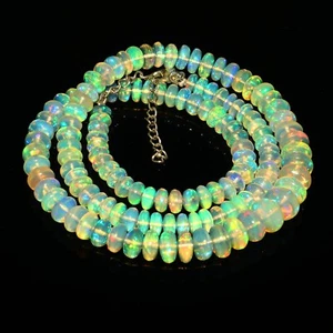 Natural Ethiopian Fire Opal Faceted Beads Necklace 18 inch Opal Necklace @320 - Picture 1 of 6