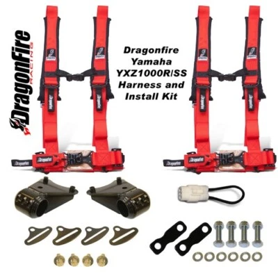 Dragonfire Yamaha YXZ 1000R/SS Kit de Montaje de Arnés con 4-Pt Estilo H Cosido Rojo 2" Foto 1 de 4