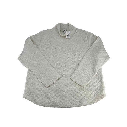 OFF WHITE Felpa pullover trapuntata nuova con etichette J Crew taglia grande crema avorio