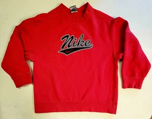 Vintage Youth NIKE Logo Red Sweatshirt Crewneck Silver/Gray Tag Size Medium - Picture 1 of 13