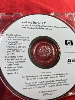 HP iPAQ Hw6900 Companion CD w WINDOWS MOBILE 5.0 w product key - Image 1 of 3