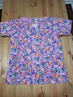  Enfermera corazones libélula cuello en V exfoliantes top dental enfermera médica veterinaria talla PEQUEÑA Foto 1 de 4