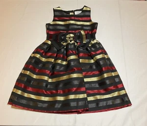 Gymboree Girls Size 8 Gold Sparkle Multi Striped Sleeveless Dress Formal Holiday - Picture 1 of 12