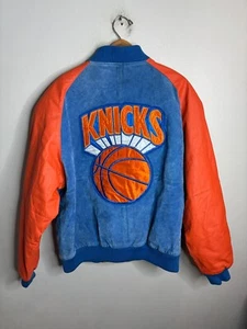 Vintage New York Knicks City Players Suede Jacket Embroidered Mens Size L 5535 - Picture 1 of 9