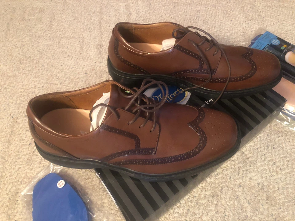 Dr Comfort Mens Shoes 13 W Leather Chestnut Brown Wing Tip Oxford Diabetic 8320