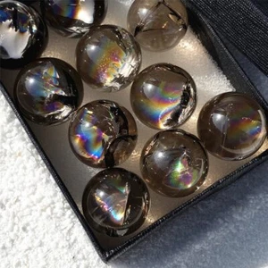 10 PIEZASNatural Bola de Humo Arco Iris Cristal Esfera Reiki Talla 2 mm + Caja de Regalo Gratis - Imagen 1 de 10