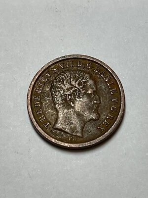 1853 Denmark Copper 1 Rigsbankskilling (VF) Nice Detail - Image 1 of 2