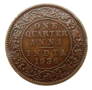 INDIA BRITISH 1 QUARTER ANNA 1936 WITHOUT DOT - KING GEORGE V - OLD COIN - Picture 1 of 4