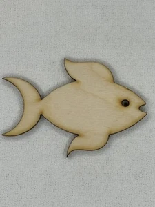 Custom Laser Cut Unfinished Fish Shape Wood Craft Cutout - Picture 1 of 2