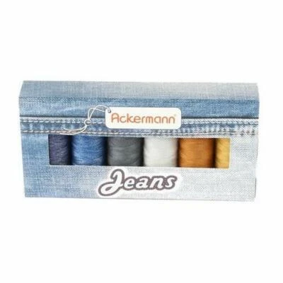 Ackermann Jeans Nähgarnset Farben Mix Stärke 80, 6x 150m (1,42 EUR/100 m) - Bild 1 von 4