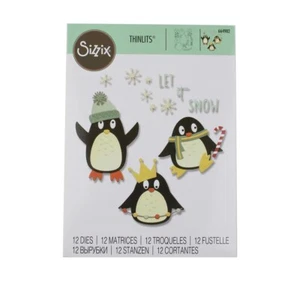 Sizzix Thinlits PENGUIN PALS Cutting Dies Christmas Holiday 664982 NEW - Picture 1 of 7
