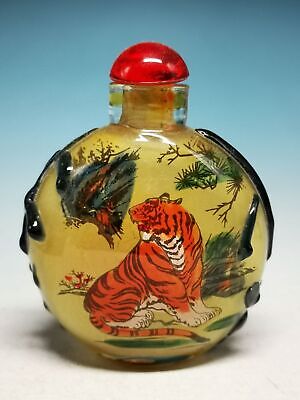 Amazing Old Peking Hand-painted Glaze Ancient Fierce Tiger Snuff Bottle R45 • 1.45£