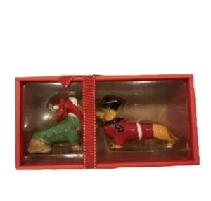 2 - BLUE SKY CLAYWORKS “SWEATERS” Dachshund Doxie Christmas Ornaments NIB - Picture 1 of 3