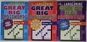 3 Large Print Great Big Crosswords Puzzle Books Vol# 154, 155, 156  Hobby Games - Imagen 1 de 6
