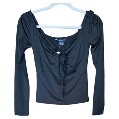 French Connection Ranya Ulla Halter Tie Long Sleeve Top - Image 1 of 4