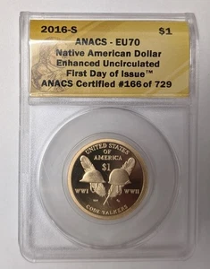 2016 S $1 Native American Dollar ~ Code Talkers Enhanced Unc ~ ANACS EU70 - Bild 1 von 5