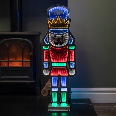 SAMUEL ALEXANDER 74cm Multi-coloured LED Infinity Christmas Nutcracker Decoration with Metal Base
