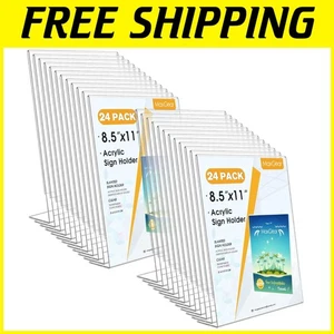 Clear Acrylic Sign Holder 8.5 x 11 Inches, 24 Pack - Picture 1 of 9