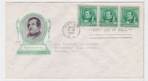 TurtlesTradingPost- Washington Irving- Famous Authors #859 FDC 1940 Ioor Cachet - Picture 1 of 1