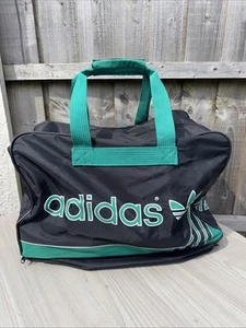 Vintage ADIDAS Large Black/Green Logo 31" x 12" x 12" Duffle Gym Travel Bag - Picture 1 of 6