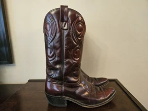 Vintage ACME Cowboy Boots Mens Leather Dress Brown Red Size 8 D Western 4939 - Picture 1 of 7