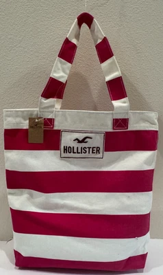 Bolso de playa Hollister vintage para mujer libro escolar a rayas rojo blanco Foto 1 de 4