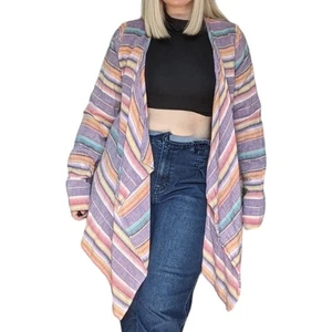 Tasha Polizzi Lightweight Pastel Striped Cardigan Long Sleeve Flowy Waterfall - Picture 1 of 4