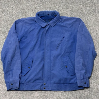 Vintage Trader Bay Men’s Faded Blue Harrington Coat Jacket Sz Large Hidden Hood  - Image 1 of 4