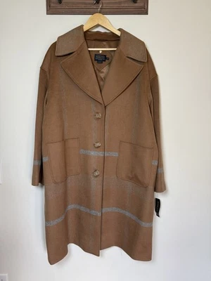 Nuevo con etiquetas Abrigo de lana Pendleton para mujer 18W marrón camel a cuadros largo plumero de trinchera precio de venta sugerido por el fabricante $409 Foto 1 de 4