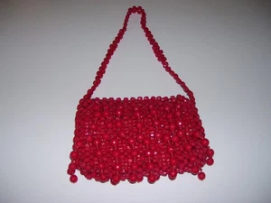 Vintage Funky Retro MCM Red Acrylic Beaded Purse Handbag - Hong Kong - Picture 1 of 4