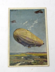 WWI German Aviation Assoc Propaganda Postcard Zeppelin Posted Metz France SIGNED - Picture 1 of 2