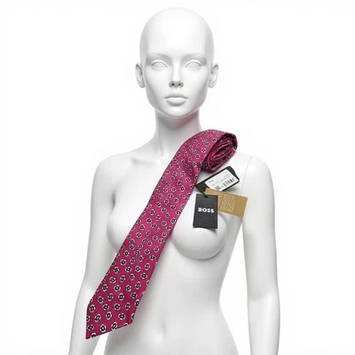 Corbata de viscosa de algodón con patrón rojo oscuro Hugo Boss para hombre nueva con etiquetas Foto 1 de 4
