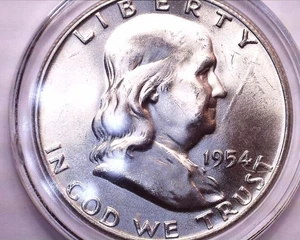 1954-D Franklin Half Dollar Gem BU *ERROR*Struck Through Obverse Price Drop!!! - Picture 1 of 2