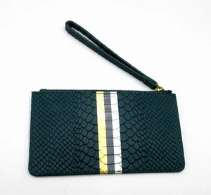 GiGi New York Wristlet Pouch Leather Zip Top 7x4" Teal - Bild 1 von 8