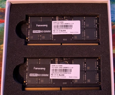 fanxiang SODIMM DDR5 5600MHz RAM 48GB Kit (2 x 24GB),CL46 1.1V SODIMM 262 Pin La Foto 1 de 4