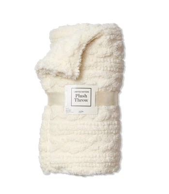 White Ulta Beauty Limited Edition Cream Color Plush Throw Blanket 50"x60" 2025