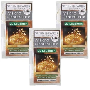 Cadena de luces LED micro 3x20 luces exterior IP44 blanco cálido 100 cm distancia 5 cm #05 - Imagen 1 de 6