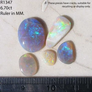 Lightning Ridge Opal 6.70 cts Natural Solid Opal for Jewelry (Has Cracks) R1347 - Foto 1 di 3