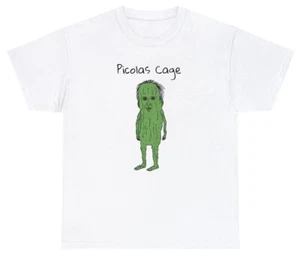 Picolas Cage T-Shirt Awkward Celebrity Humor Nicolas Cage Pickle Lover Silly Tee - Picture 1 of 3