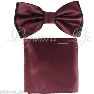 Vorgebundene Fliege und Einstecktuch Hochzeit schwarz burgunderrot zweilagig - Bild 1 von 1